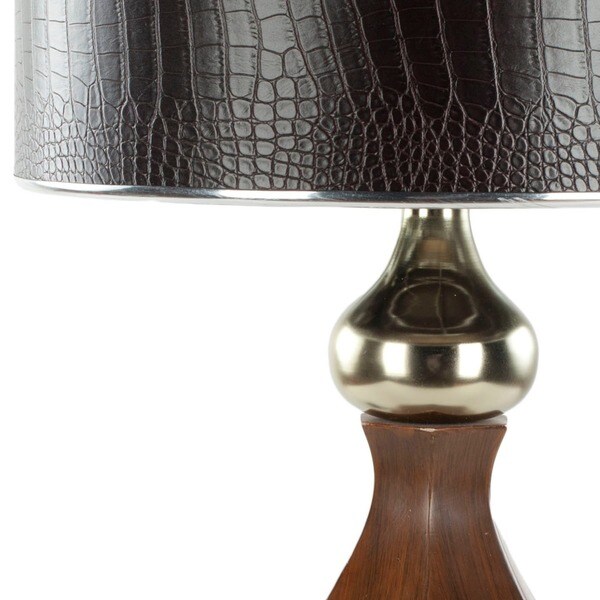Safavieh Lighting 30-inch Faux Leather Shade Brown Table Lamp