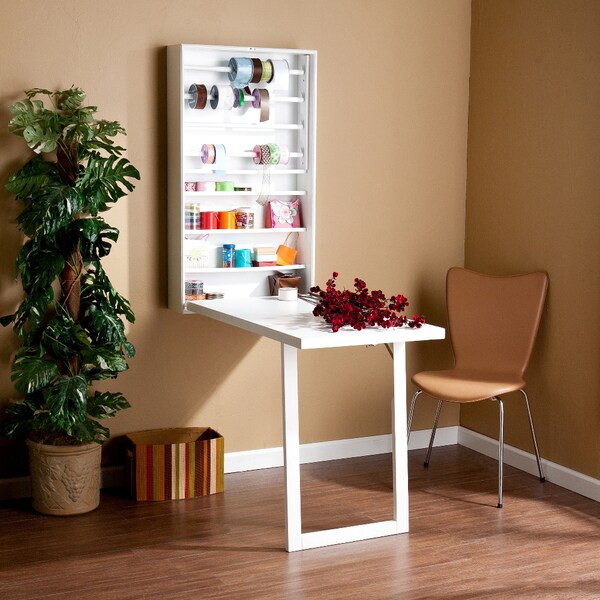 White Murphy Wall-mount Scrapbook Organizer Craft Desk Work Table ...