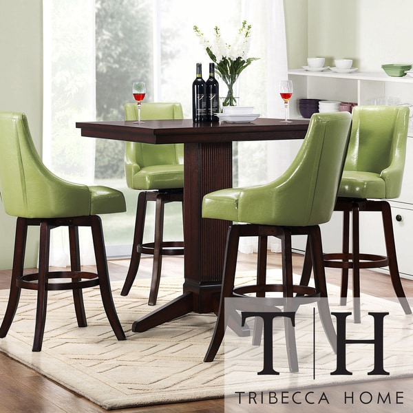 Tribecca Home Vella Green Swivel Upholstered 5 Piece Pub height Set Tribecca Home Dining Sets
