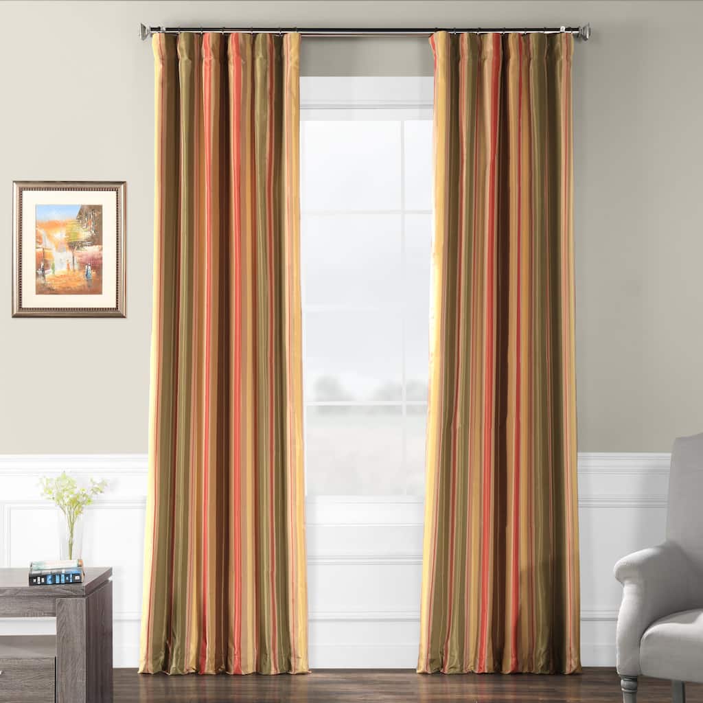 Exclusive Fabrics Signature Stripe Mirage Faux Silk Taffeta Curtain (1 Panel)