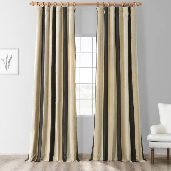 Exclusive Fabrics Stripe Sake Faux Silk Curtain (1 Panel)