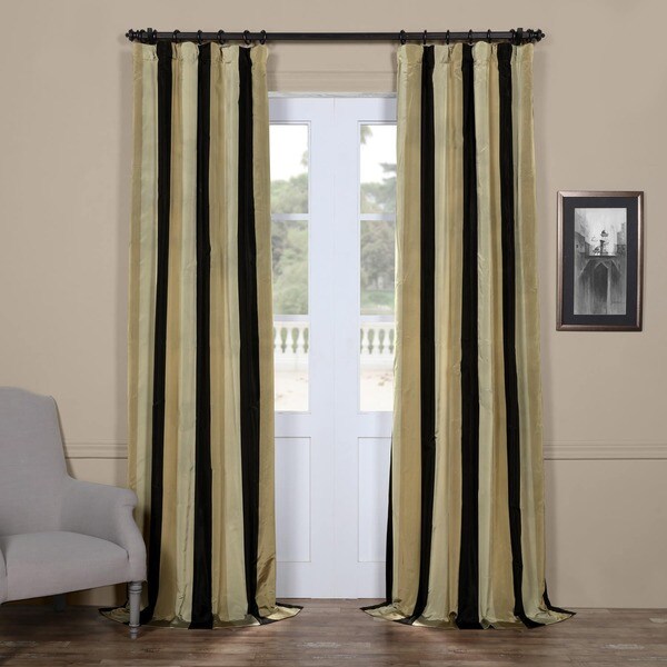 Shop Exclusive Fabrics Signature Stripe Sake Faux Silk Taffeta Curtain Panel Free Shipping