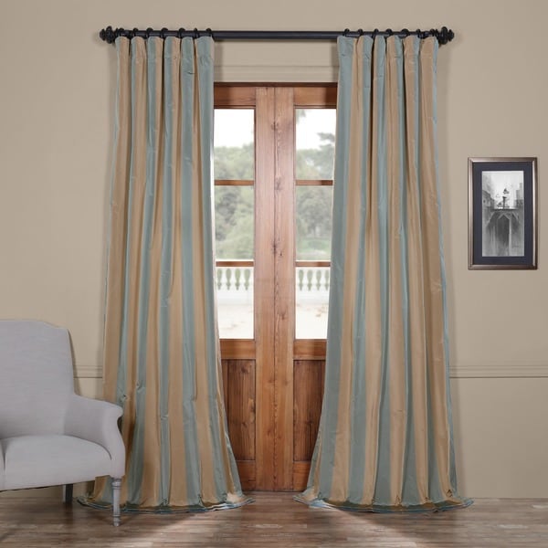 Shop Exclusive Fabrics Signature Stripe Marin Faux Silk Taffeta Curtain 