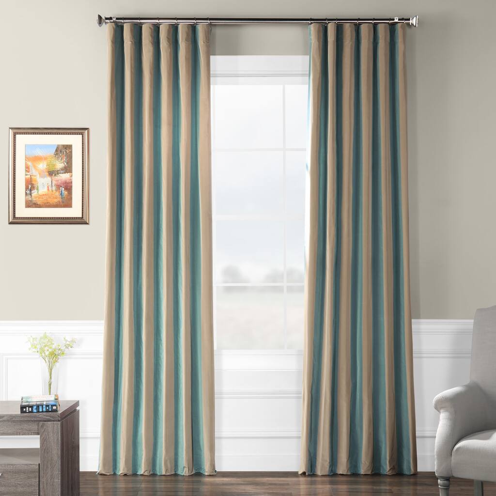 Exclusive Fabrics Signature Stripe Marin Faux Silk Taffeta Curtain (1 Panel)