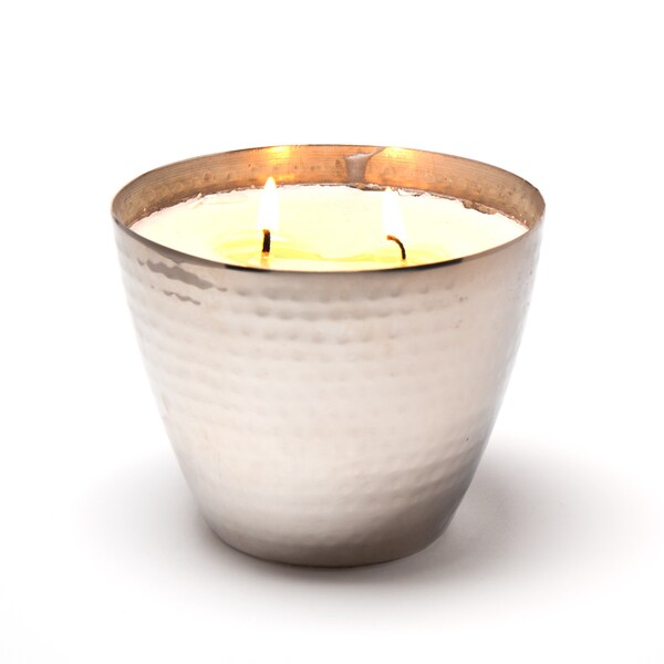 Shop Hammered Nickelplated Brass Candle Vessel and Unscented Soy Wax ...