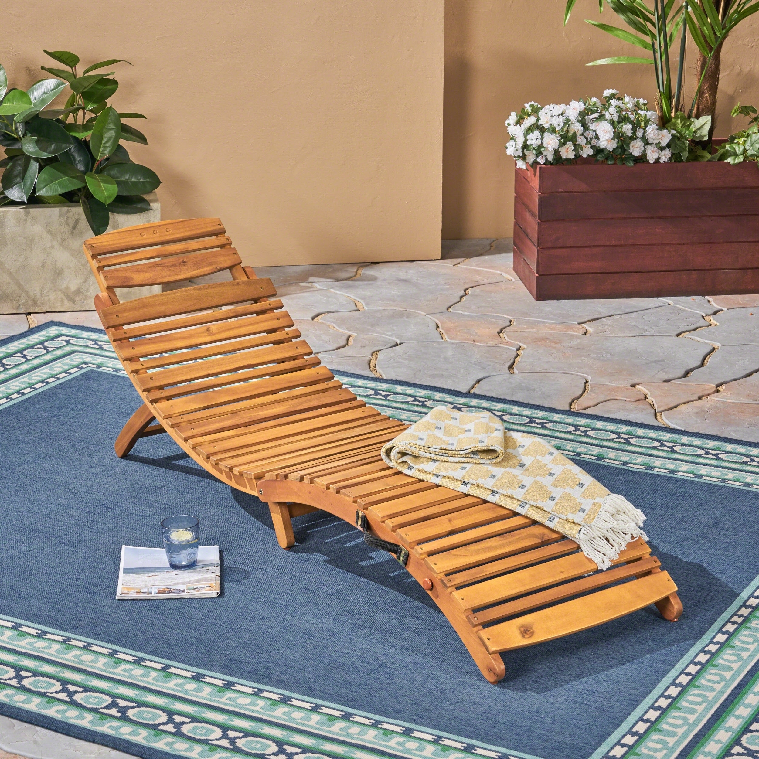 Christopher Knight Home Lahaina Wood Outdoor Chaise Lounge