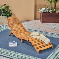 Lahaina Outdoor Acacia Wood Chaise Lounge by Christopher Knight Home