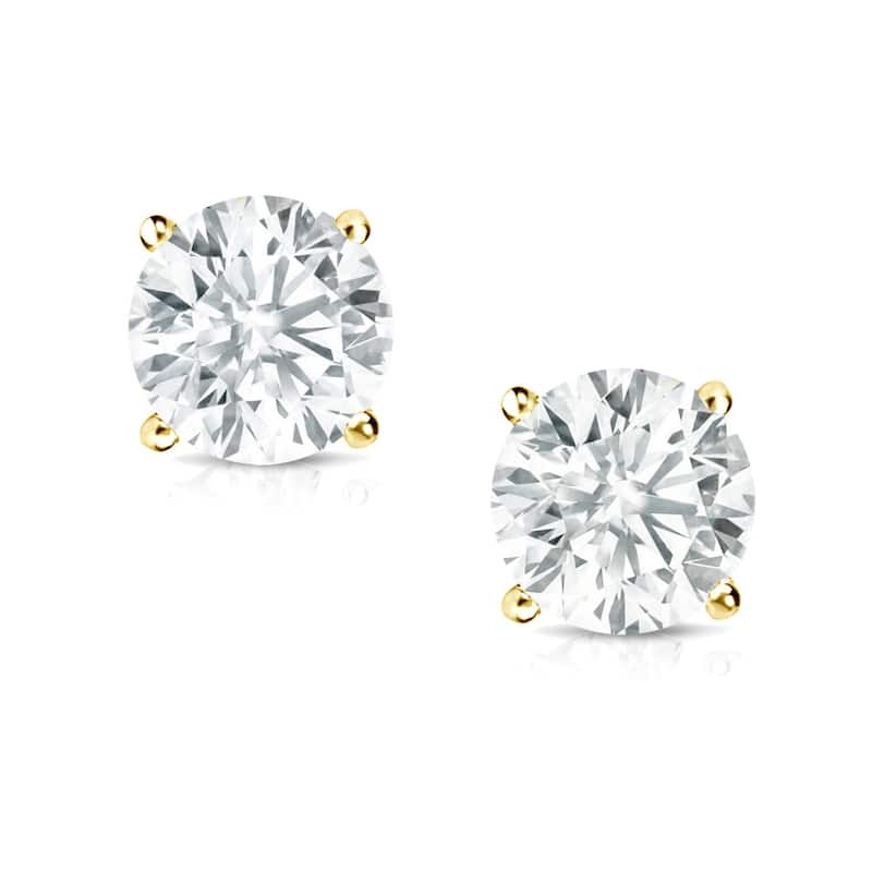 Auriya 14K Gold 1/2ct TDW Round Diamond Stud Earrings (E-F or H-I, VS1-VS2) - Yellow Gold, E-F