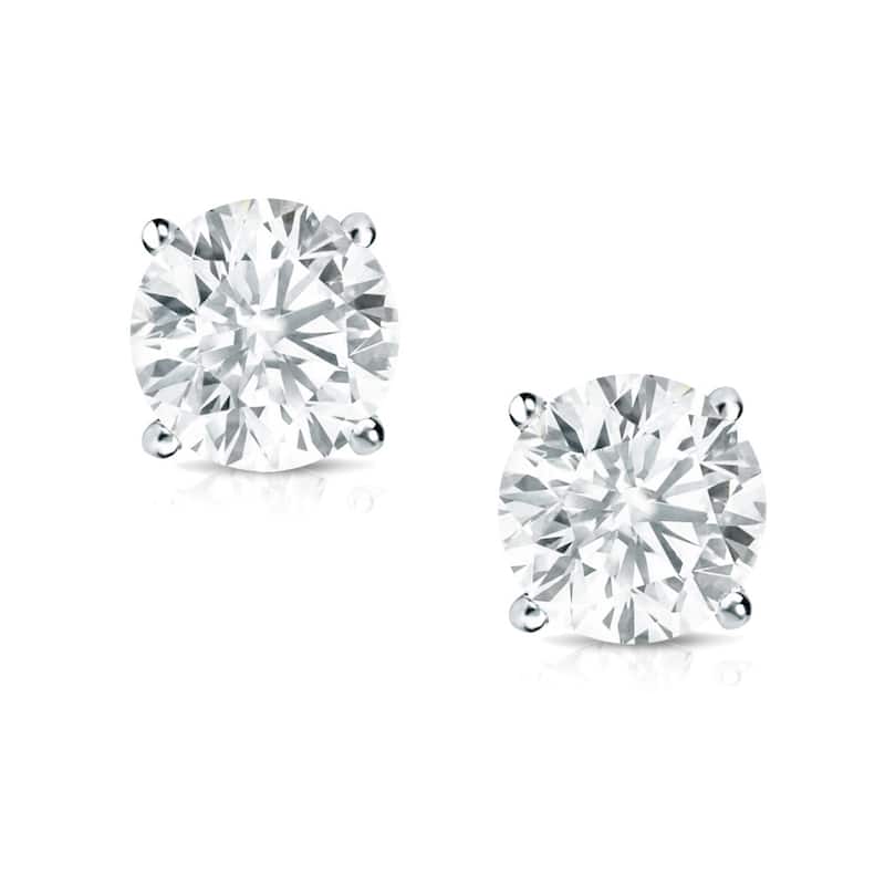 Auriya 14K Gold 1/2ct TDW Round Diamond Stud Earrings (E-F or H-I, VS1-VS2) - White Gold, E-F