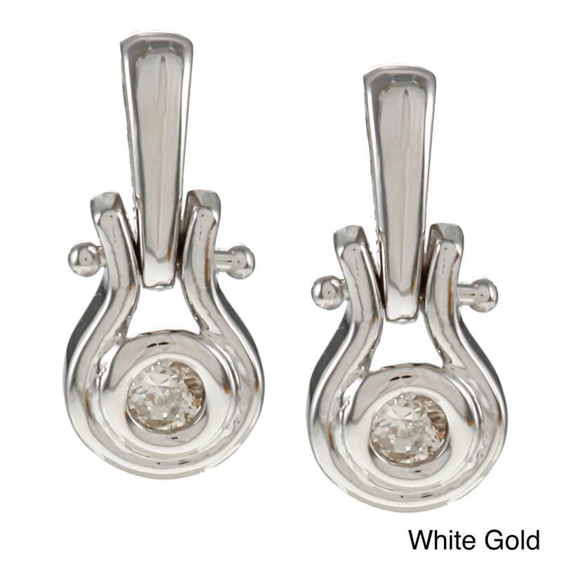 14K Gold 3/20ct TDW Diamond Earrings (J-K/Blue, I2-I3) - White
