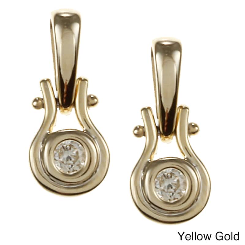 14K Gold 3/20ct TDW Diamond Earrings (J-K/Blue, I2-I3) - Yellow