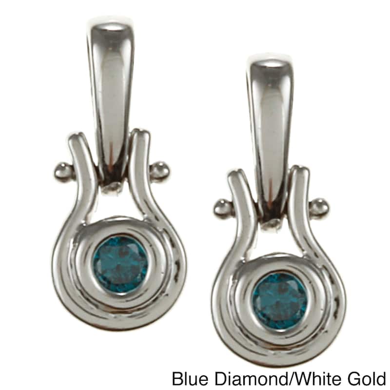 14K Gold 3/20ct TDW Diamond Earrings (J-K/Blue, I2-I3) - Blue