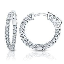Auriya 14k Gold 3 carat TW Medium Trellis Diamond Hoop Earrings (H-I,SI1-SI2) - 0.90-inch