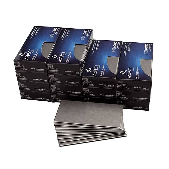 Aspect 3x6-inch Brushed Stainless Long Grain Metal Peel and Stick Backsplash Kit