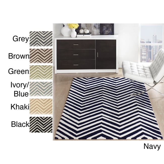 Nuloom Handmade Alexa Chevron Wool Rug (96 X 136)