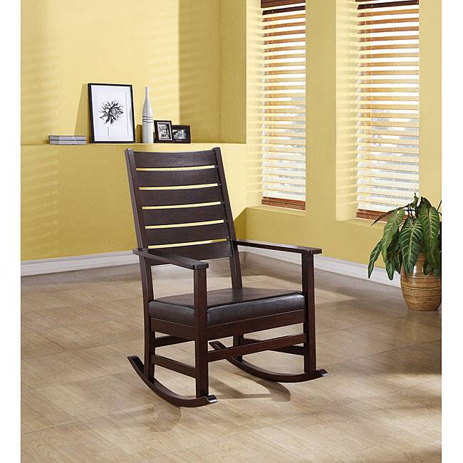Cappuccino 43-inch Slat Back Rocking Chair