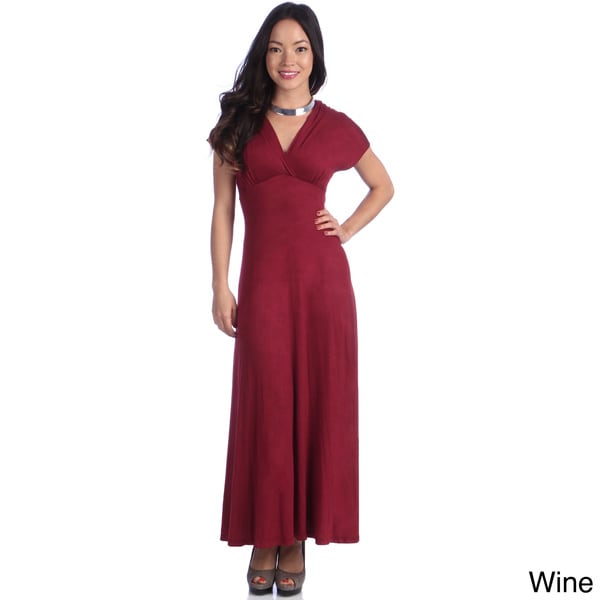 24/7 Comfort Apparel Women's Faux Wrap Maxi Dress 24/7 Comfort Apparel Casual Dresses