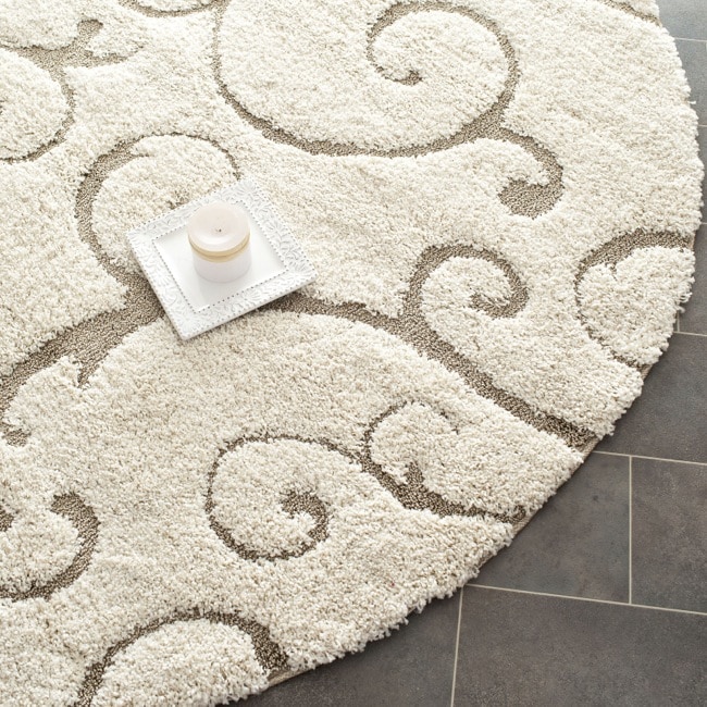 Ultimate Cream/ Beige Polypropylene Shag Rug (5 Round)