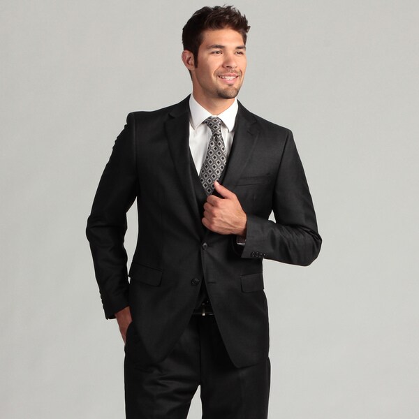 Calvin Klein Men's Charcoal 2-button Wool/Cashmere Blend Suit ...