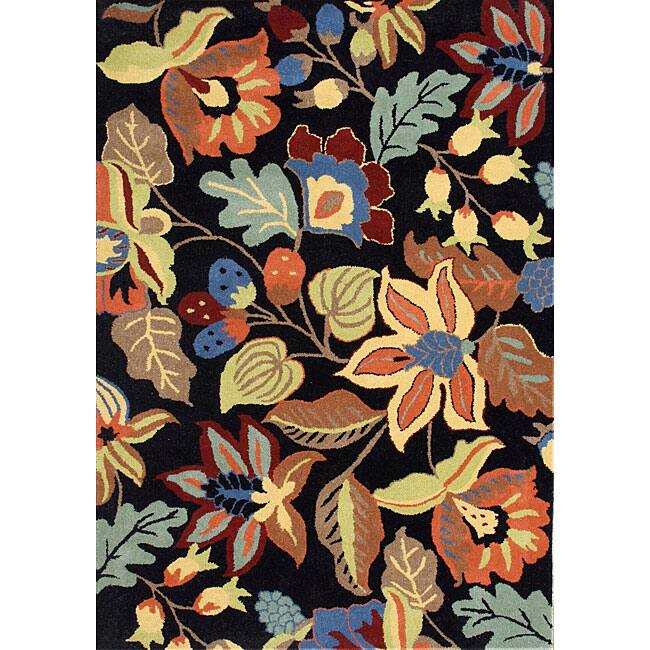 Alliyah Handmade Black New Zealand Blend Wool Rug - 5' x 8'