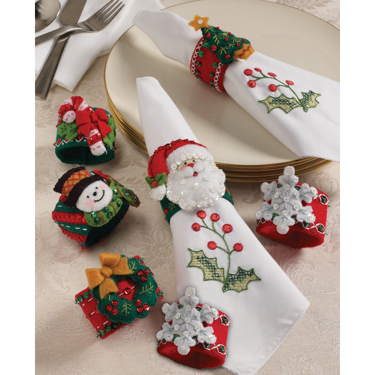 christmas napkin rings felt applique kit 2 1 2 quot x2 1 2 quot x2 christmas napkin rings felt applique kit 2 1 2 quot x2 1 2 quot x2