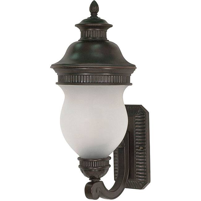 Luxor Chestnut Bronze with Satin Frosted Glass 2-light Arm Up Wall Sconce