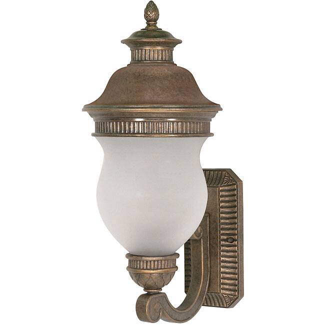 Luxor Platinum Gold with Satin Frosted Glass 2-light Arm Up Wall Sconce