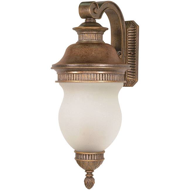 Luxor Platinum Gold with Satin Frosted Glass 3-light Arm Down Wall Sconce