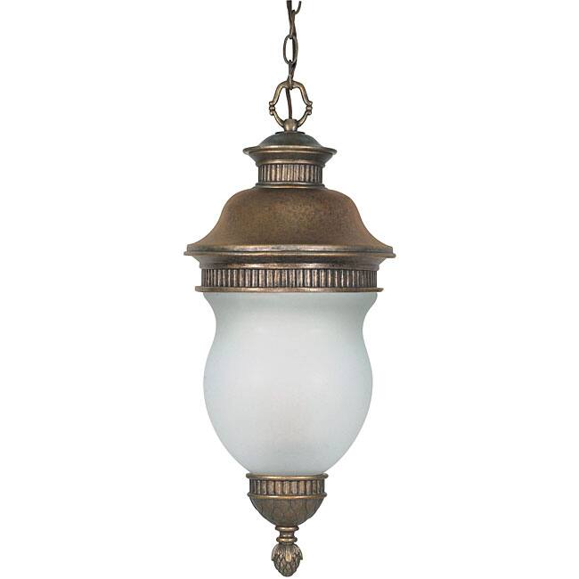 Luxor Platinum Gold with Satin Frosted Glass 3-light Hanging Lantern