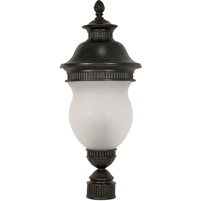 Luxor Chestnut Bronze With Satin Frosted Glass 3 light Post Lantern