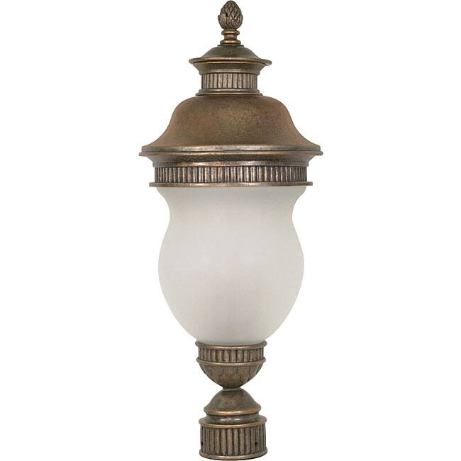 Luxor Platinum Gold with Satin Frosted Glass 3-light Post Lantern