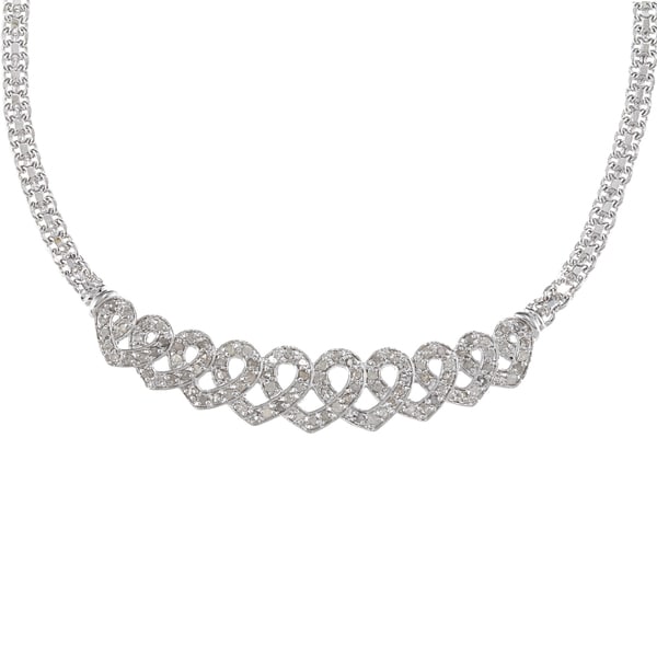 Silvertone 1ct TDW Diamond Heart Infinity Fashion Necklace (J-K, I2-I3 ...