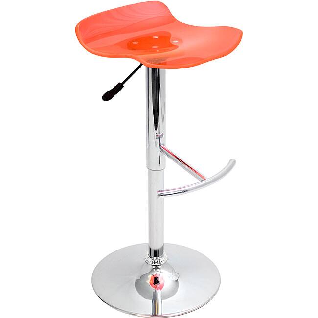 Wave Transparent Orange Acrylic Adjustable Barstool