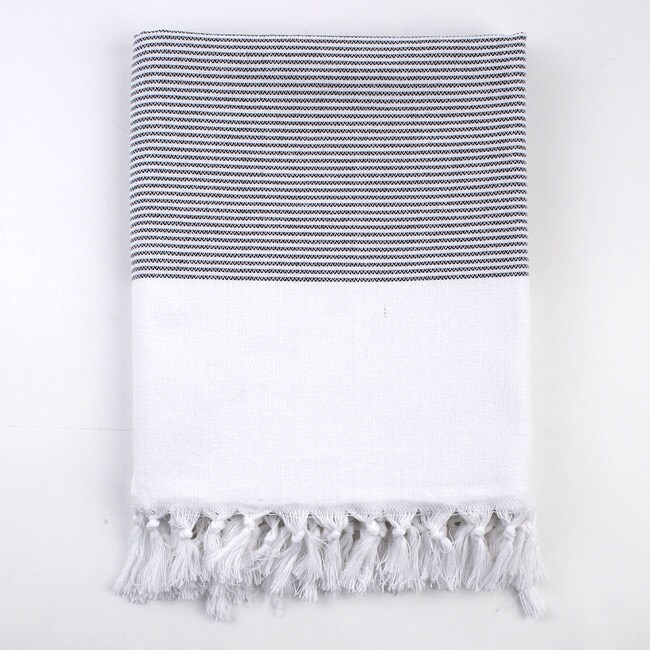 Turkish Stripe Black/White Fouta Bath/ BeachTowel - Free Shipping Today ...