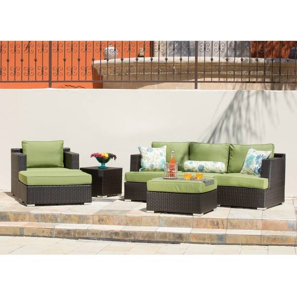 Corvus Morgan Outdoor 7 Piece Brown Wicker Sectional Sofa Set With Sunbrella Cushions Overstock 6793603