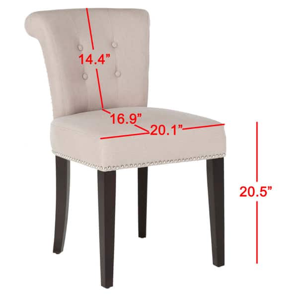 dimension image slide 2 of 2, SAFAVIEH Dining Carrie Taupe Linen Dining Chairs (Set of 2) - 19.5" x 24.2" x 33.4" - 19.5" x 24.2" x 33.4"