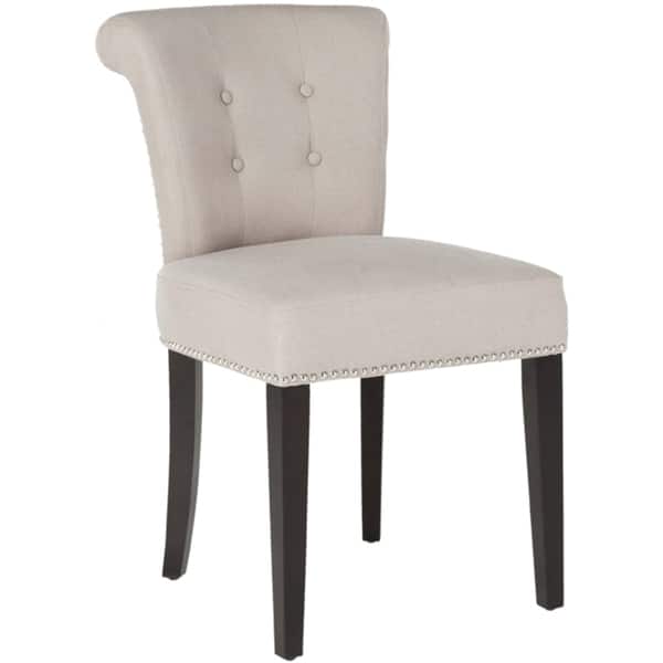 slide 2 of 8, SAFAVIEH Dining Carrie Taupe Linen Dining Chairs (Set of 2) - 19.5" x 24.2" x 33.4" - 19.5" x 24.2" x 33.4" Short - Set of 2 - 19.5" x 24.2" x 33.4"
