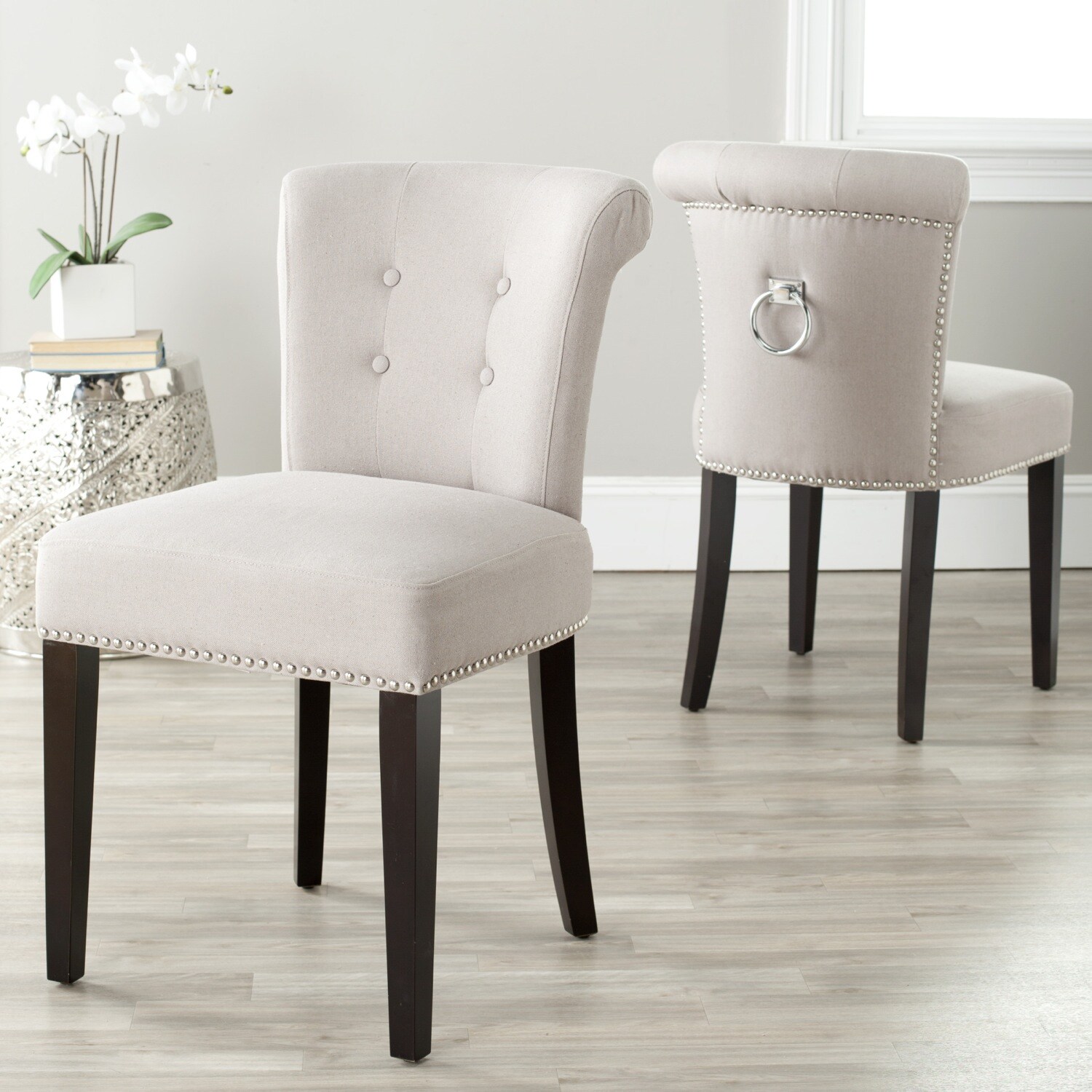 Shop Safavieh En Vogue Dining Carrie Taupe Linen Dining Chairs (Set of