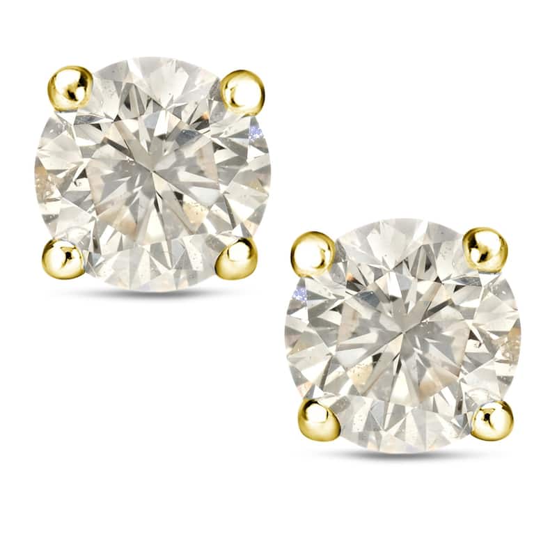 Auriya 1 1/2 to 2ctw Round Solitaire Diamond Stud Earrings 14k Gold - 1.50ctw - Yellow