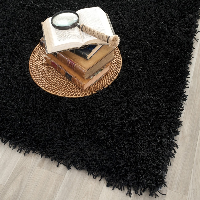 Handmade Posh Black Shag Rug (3 X 5)