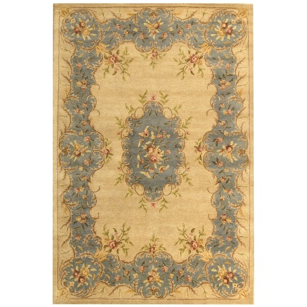 Safavieh Handmade Ivory/ Light Blue Hand-spun Wool Rug - 9'6" x 13'6"