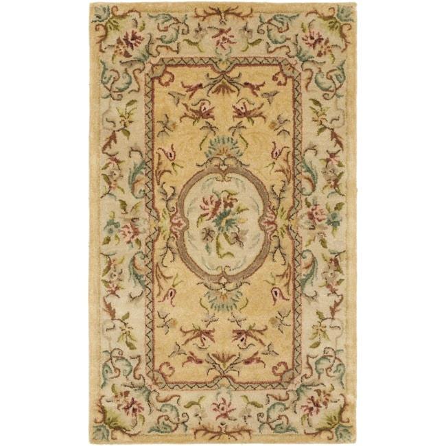 Handmade Light Gold/ Beige Hand spun Wool Rug (4 X 6)