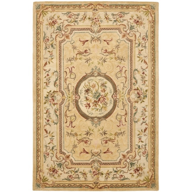 Handmade Light Gold/ Beige Hand spun Wool Rug (8 X 10)