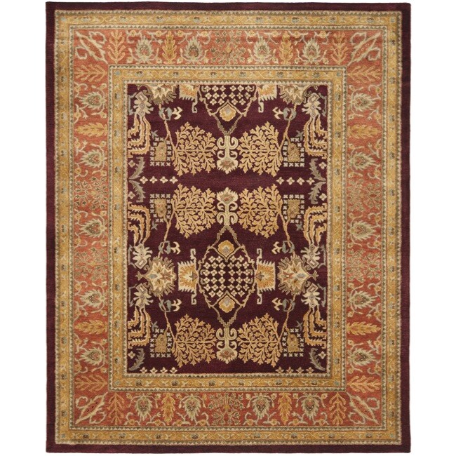 Safavieh Handmade Tree of Life Dark Red/ Rust Hand-spun Wool Rug - 9'6 x 13'6