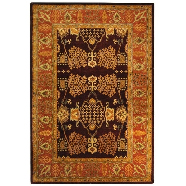 Safavieh Handmade Tree of Life Dark Red/ Rust Hand-spun Wool Rug - 9'-6" x 13'-6"