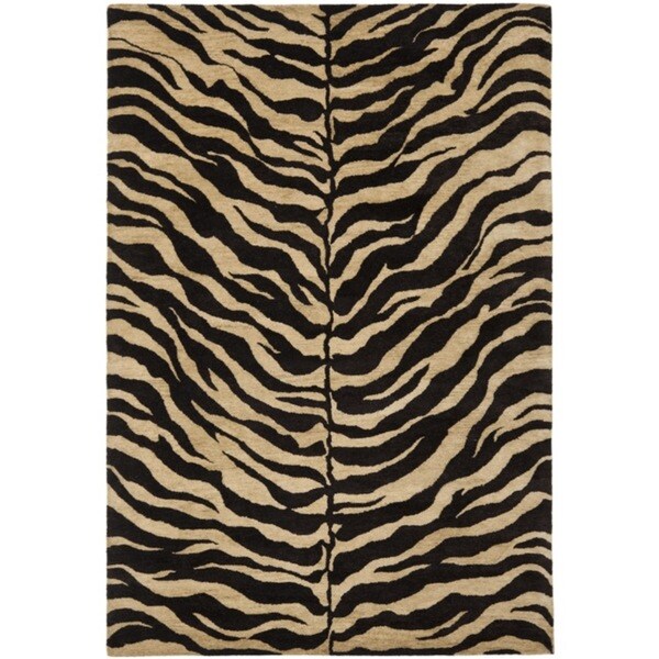 Safavieh Handmade Zebra Beige Hand-spun Wool Rug - 9'-6" X 13'-6"