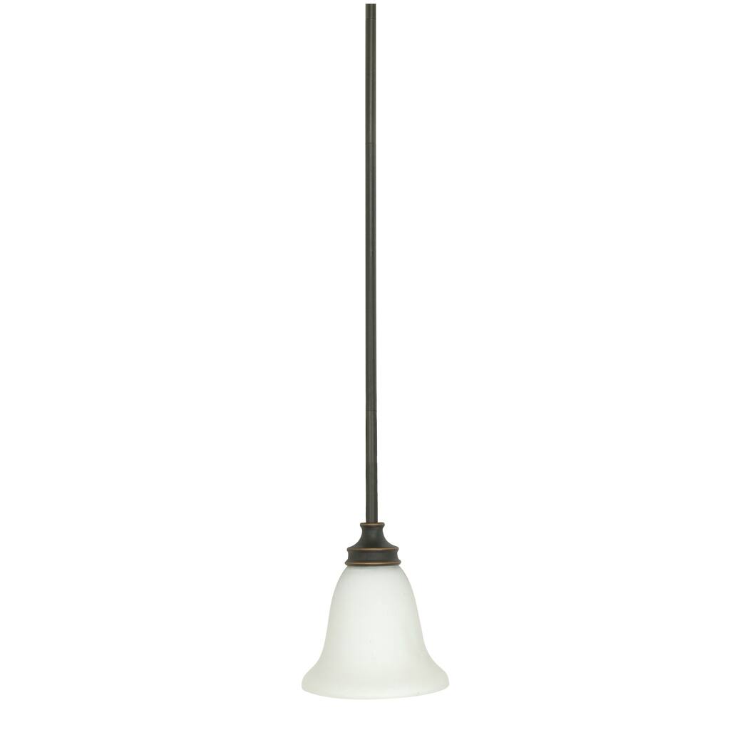 Bistro 1 Light Rustic Bronze w/ Satin White Mini Pendant