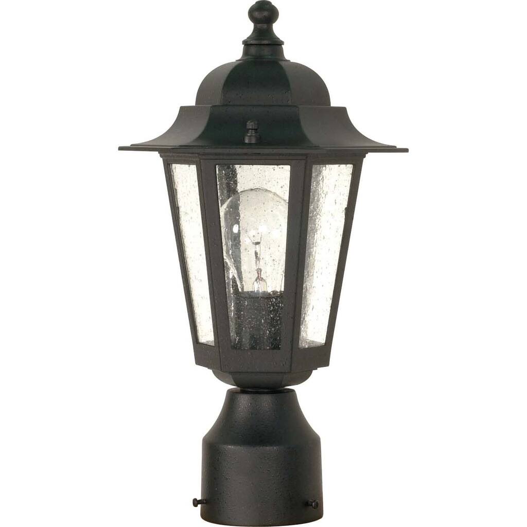 Cornerstone 1 Light Textured Black with Clear Seed Post Lantern