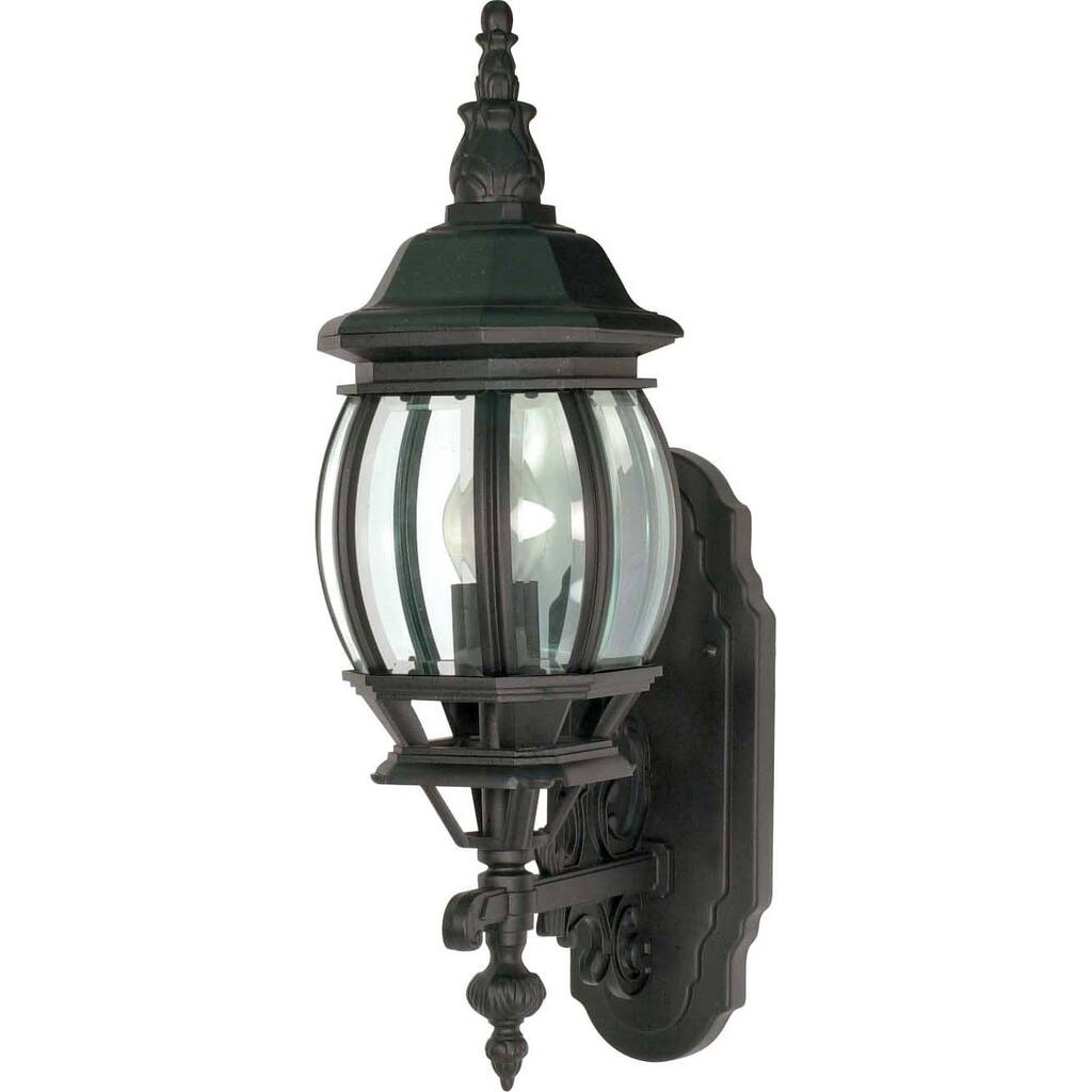 Central Park 1 Light Textured Black w/ Clear Beveled Panels Wall Lantern