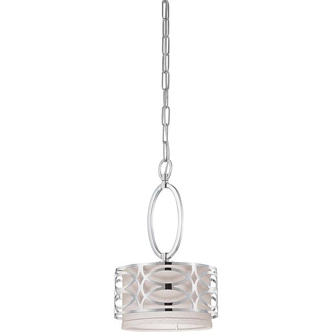 Harlow Nickel with Slate Grey Fabric Shade 1-light Mini Pendant Polished